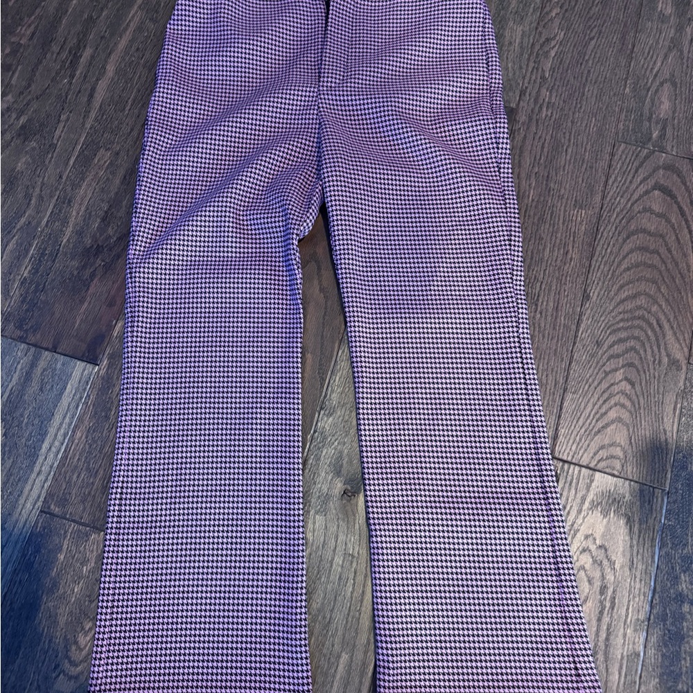 Zara crop pant in purple houndstooth